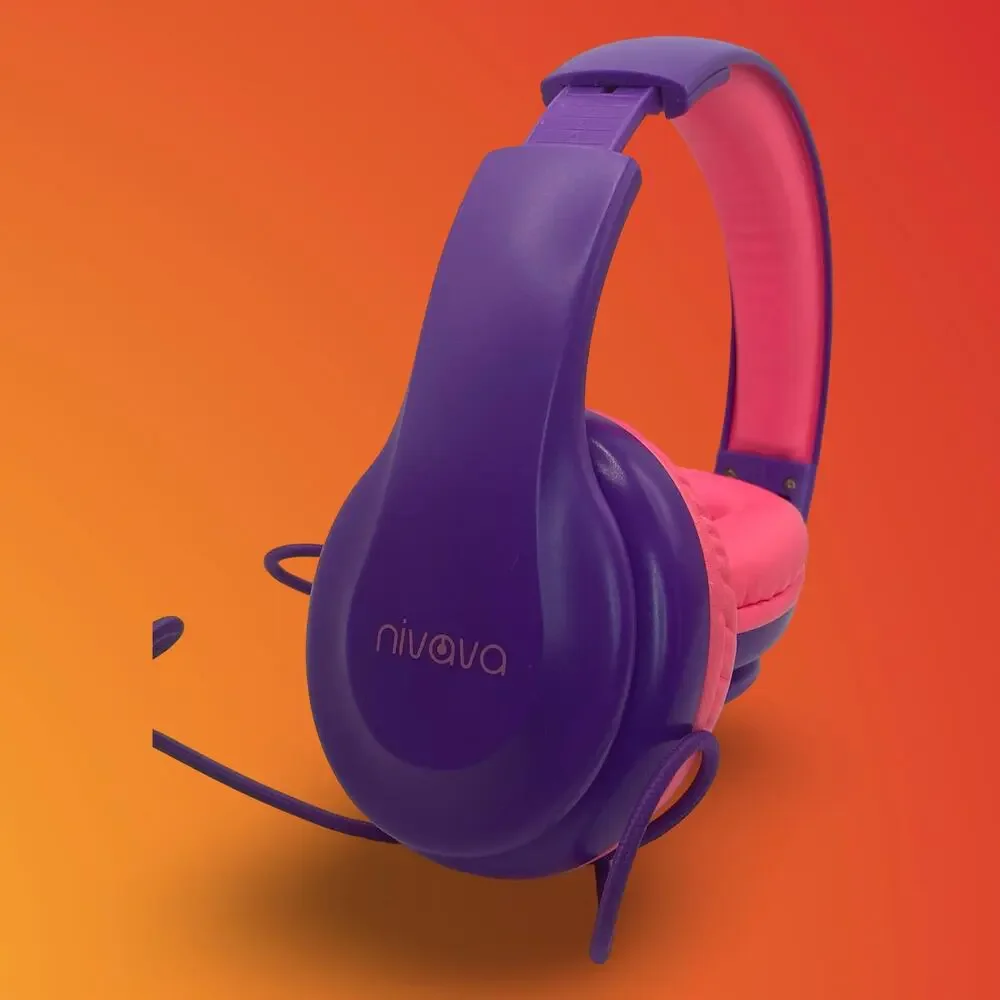 Nivava Gaming Headset with Microphone Purple Pink Stereo Surround Sound PC Xbox